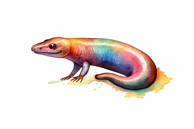 Watercolor, Caecilian Amphibian, clipart, hd, on a white background, spaced out