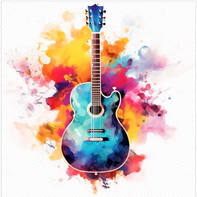 guitar, creative, watercolor, clipart