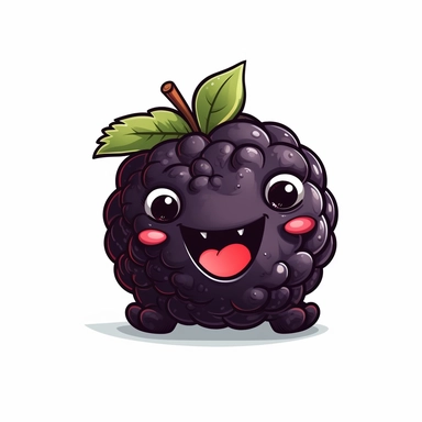 cute Blackberry, happy and smiling, bold line, clipart, sticker, white background, no shadow, 8k detail