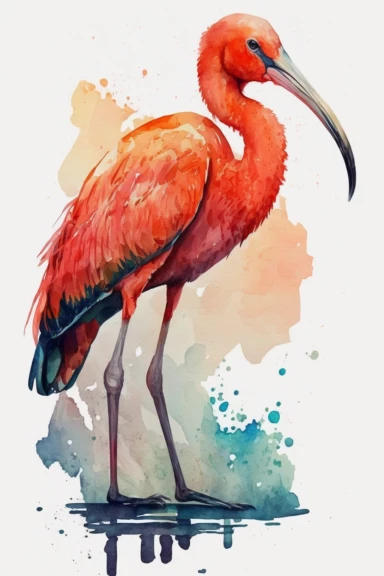 Scarlet Ibis clipart watercolor