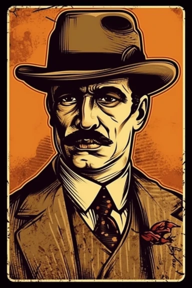 clipart of playing card with mafia character, vintage, digital painting