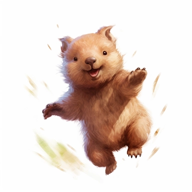 cute Wombat baby, Wombat playing, Wombat baby jumping, clipart, white background