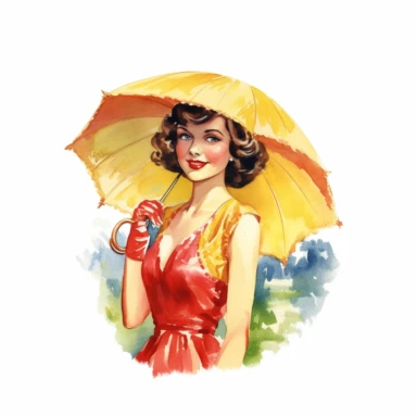 vintage woman colorful illustration old fashioned summer , Hand drawn , watercolor style,clipart,no shadow,single design, print on demand image, PNG transparent ,white background for removing background - - no text shadow font watermark