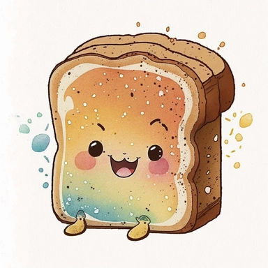 a cute cartoon toast bread. Watercolor painting style. Illustration clipart