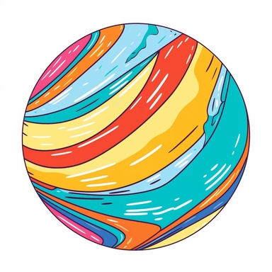 A clip art image of colorful doodle beach ball cartoonish isolated white background, minimalist, 8K, C20
