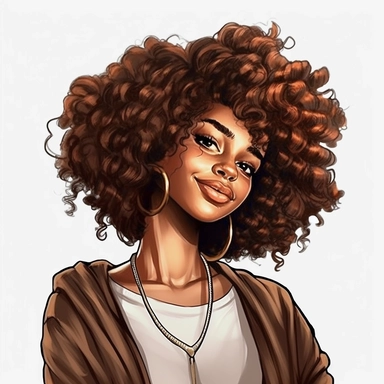 ultra detailed Black Girl Self Love Clipart , solid white background, beautiful , Self-Love and Confidence, super cute, super cool, Wavy hairs , contour, portrait photography by ANIMATION