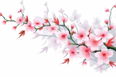 Clean, Painting floral design in a white background, clip art, Cherry Blossom, vector art