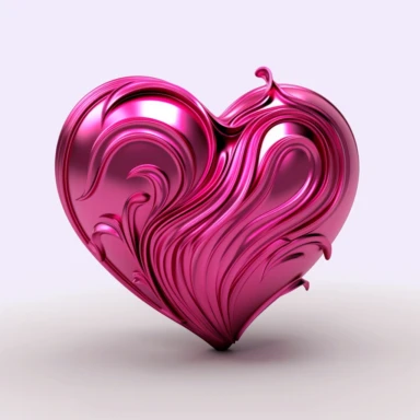 fuchsia pink love heart, 3D, clipart