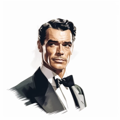 beautiful stunning handsome vintage old hollywood cinema man, paint art style, clipart, white background, superrealistic, one of a kind