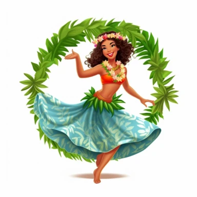 a hula dancer on a white background for digital clipart