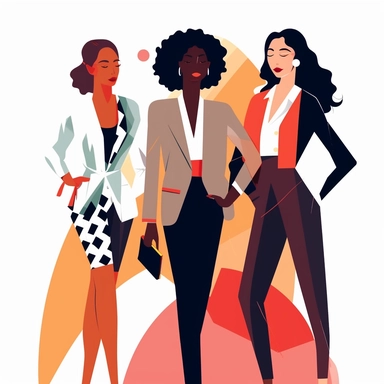 multi ethnic office women, faceless vector, boss lady, ceo vibes, clipart, illustration, vector,