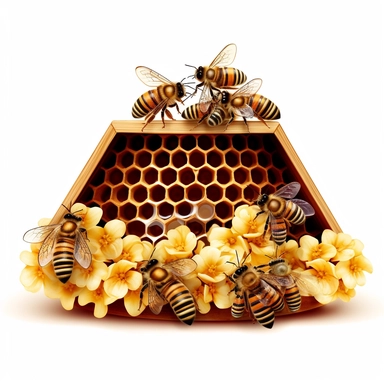 honey bee house clipart, on white background, HD