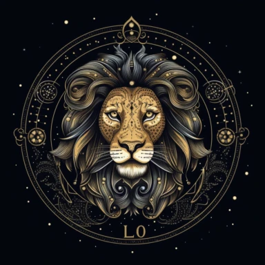 leo zodiac clipart, black background