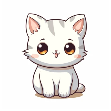 Cute and kawaii kitten clipart white background no text