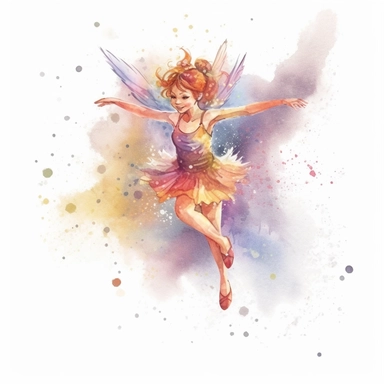 Fantasy Style Animated style flying tiny fairy with watercolor effect,many twinkles,suitable for digital clipart,white background,Mythologic Scene,Ancient rome fashion,cartoon style