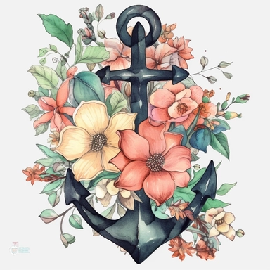 floral anchor clipart hd,space out ,— 3:2