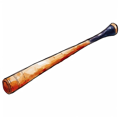 watercolor illustration of a baseball bat, dynamic and intense, white background, illustration, detailled vector, watercolor clipart