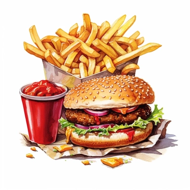 fast food single item clipart,on white background with margins