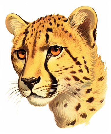 Vintage 1920 Portrait of Cheetah Head Illustration , Chromolithograph, Die Cut, 1920s Illustration, Vintage, Chromolithograph, Colorful, Antique, Ephemera, Clipart, 8k, Isolated on white