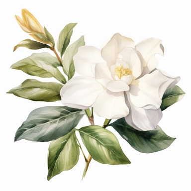 watercolor gardenia clipart clear white background
