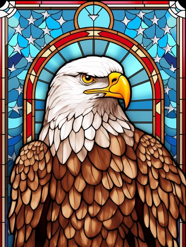 Stained Glass 4th Of July American Flag Eagle PNG Clipart
