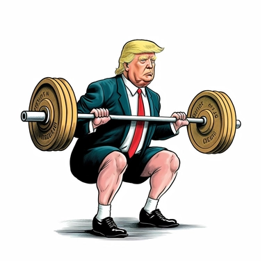 clipart of Donald Trump doing barbell squats