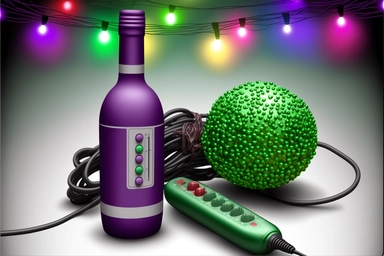 christmas party, clipart of sound engineers, xmas decorations, icicles, xlr cables, beer clip art, green and purple color scheme, clipart style,