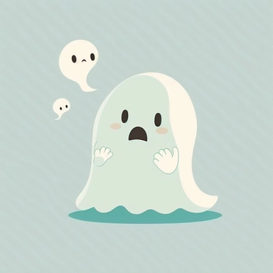 flat clipart single color background scared ghosts cute