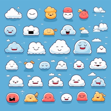 clouds emoticon clipart minimalistic digital style - Variations by <@796481127858438174> (fast)