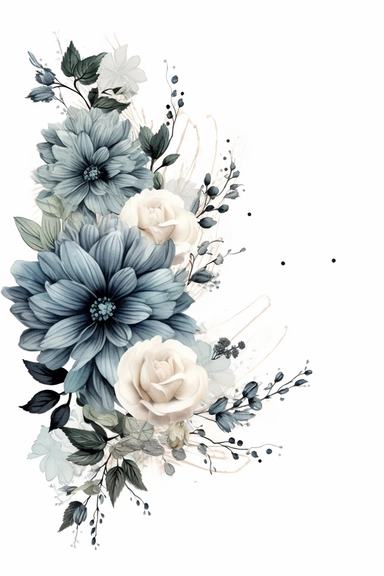 flower frame free flower frame clipart, in the style of black and white realism, dark aquamarine and gray, tattoo-inspired, asymmetrical composition, matte photo, fantasy illustration, dark white and white