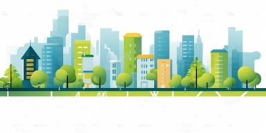 cartoon city in the park with a city planning vector clipart by alice kery, in the style of clean minimalist lines, light blue and green, transparent/translucent medium, uhd image, architectural