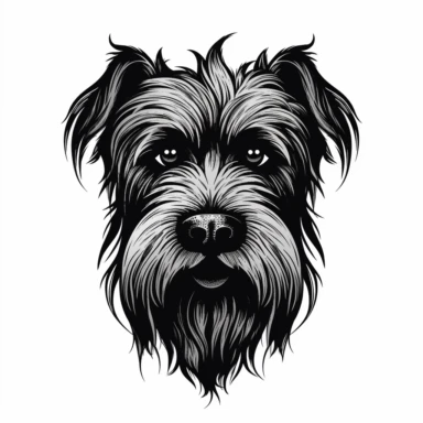 Australian Jungle Terrier mascot , vintage, detailed, logo, clean, solid color, black and white color, clip art style, vector style, white background, i can't believe how cool this is