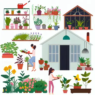 Gardening at home with woman and plants | Free Vector Vectors set, BLACK AND WHITE, clipart graphics,