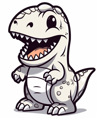 Isometric Sticker Clip Art of a cute T-Rex for Childrens Coloring Book, simple vector lines, children friendly, illustrated in a playful and style in black lines with white background, perfect for any special occasion, cut out in the shape of a T-Rex, with no visible background, giving it the appearance of a sticker, conveying a mystical and whimsical mood, edited with Adobe Photoshop to adjust brightness and contrast, rendered as a transparent PNG file with a high resolution to ensure a crisp a
