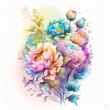 soft colorful neon pastel colored floral arrangement clipart, soft and subtle, colorful neon fairy pastel colors watercolor style, fawncore, plain white background, colorful neon pastel roses peonies gerberas tulips, excellent depth of shading in soft watercolor style, neon pastel colorful soft watercolor artwork, plain white background for transparent editing