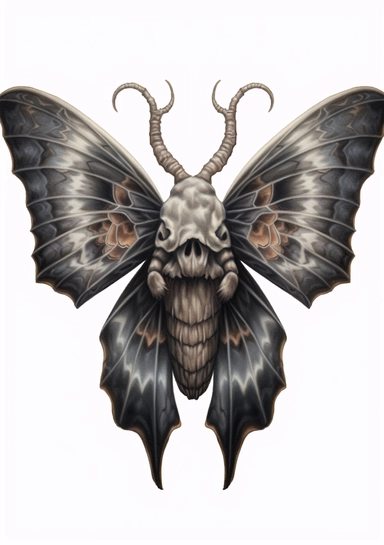 Skull Moth Clipart on white background, death's head moth, realistic, details, high resolutions, white background