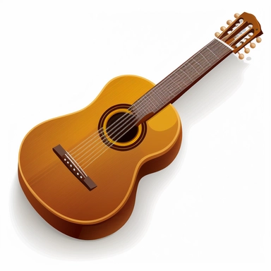 basic Musical Instrument Vector Clipart, cartoon style acoustic guitar, white background