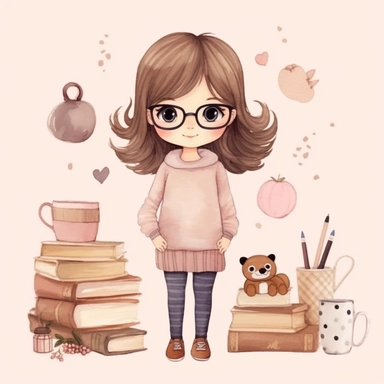 cute girl, clipart, planner girl clipart, cottagecore, standing