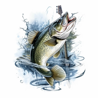 Gone Bass Fishing clipart,White backgroun