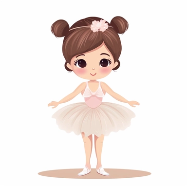 ballerina little girl standing, full body, clipart svg, vector art, white background