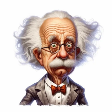Clipart, Caricature of Albert Einstein is worried about a math equation