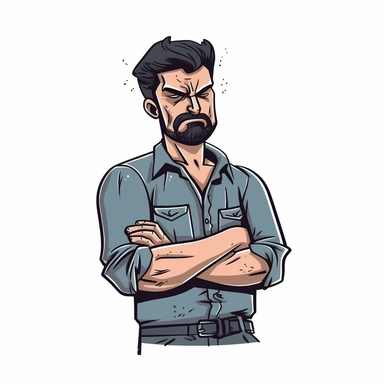 A Man with Angry Face, Body and Hand Expression, White background, Half Body Image, Clipart, Vector illustration