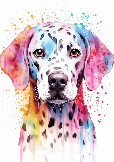 watercolor clipart, a Dalmatian, full body, Pastel, luminous, glowy, illustration, simple, pencil drawn, vivid colors, by amy sol and magali villeneuve and susan bourdet and ross tran, intricate, illustration, 8k, png, isolated on white background