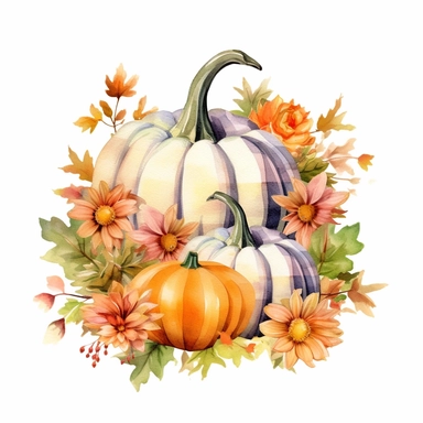 delicate colours Fall checkered handmade pumpkin arrangement clipart for thanksgiving greeting cards, invitations, wall art, signs, hand drawn autumn clip art