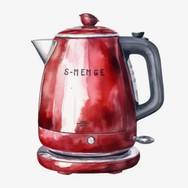 smeg electric kettle, watercolor, clipart