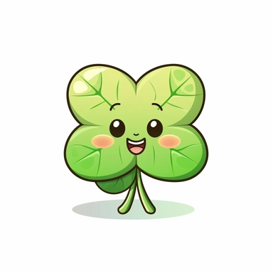 clipart of super cute leaf clover kawaii white background