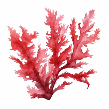 watercolor red algae clipart,white background