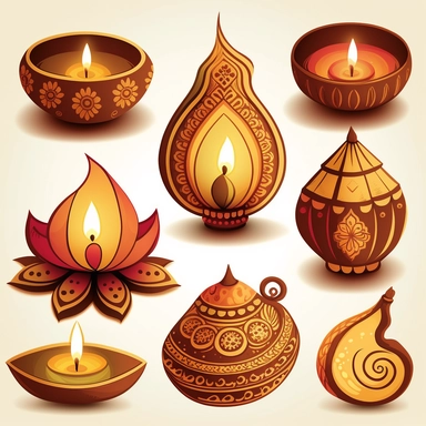 Diwali clipart set vector image