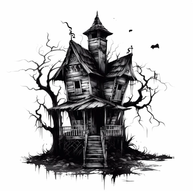 Witch House Creepy Gothic Clipart isolated on white background