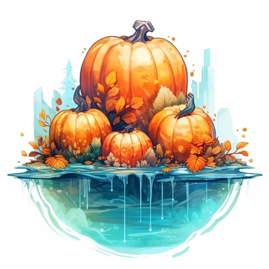 frozen fall autumn illustration clipart pumpkins